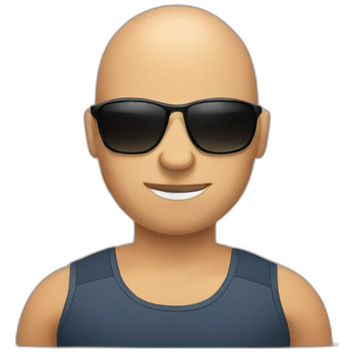 Bald weight lifter with sunglasses emoji