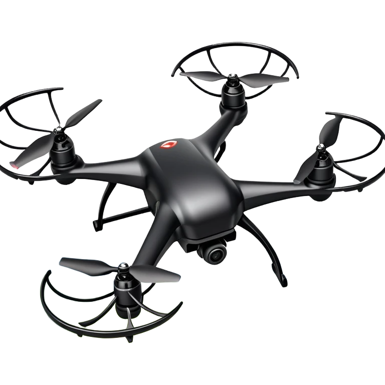 An icon showing a racing quadcopter drone in the foreground, flying at high speed through a course filled with obstacles and checkpoints. Other drones zoom in the background over a dynamic landscape. Transparent background highlights the thrill and precision of drone racing. emoji