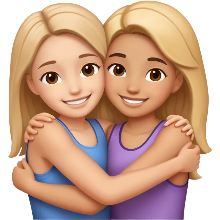 Two girls hug each other emoji