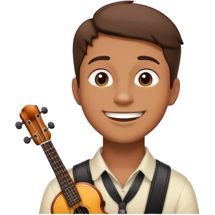 Musician with a confident smile looking up emoji