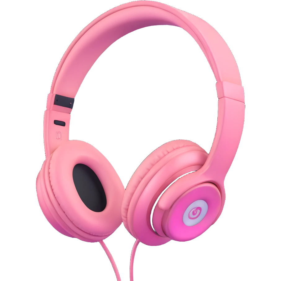soft pink headphones, shiny and smooth curves emoji