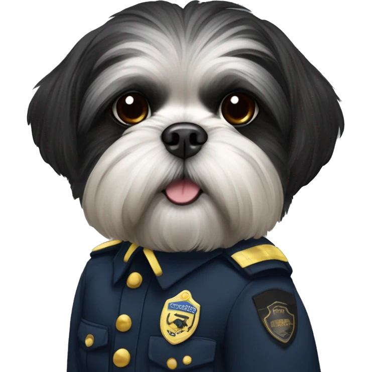 Black shih tzu in security uniform emoji