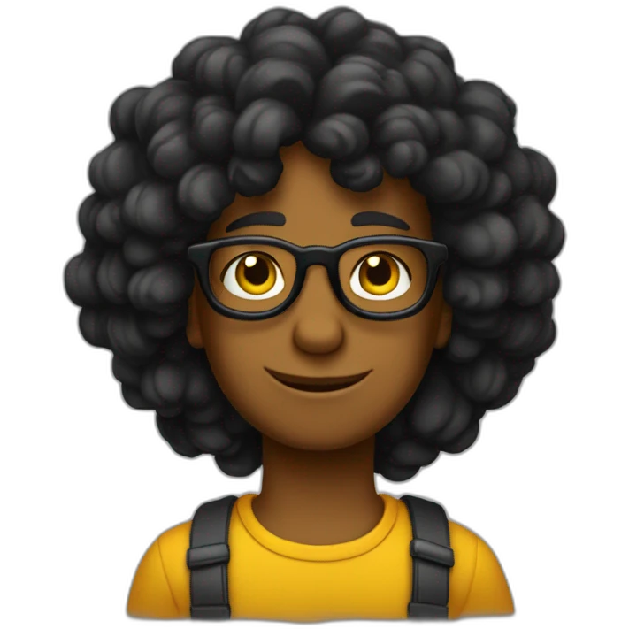 Crea un emoji al estilo de los simpson de un joven con cabello negros,lentes negros algo ondulado sin barba emoji