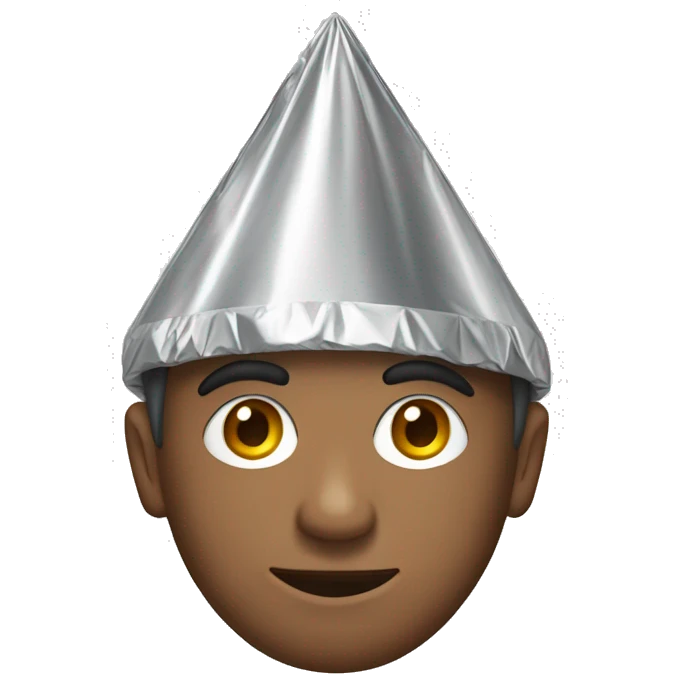 man wearing a pointed conspiracy tin foil hat emoji