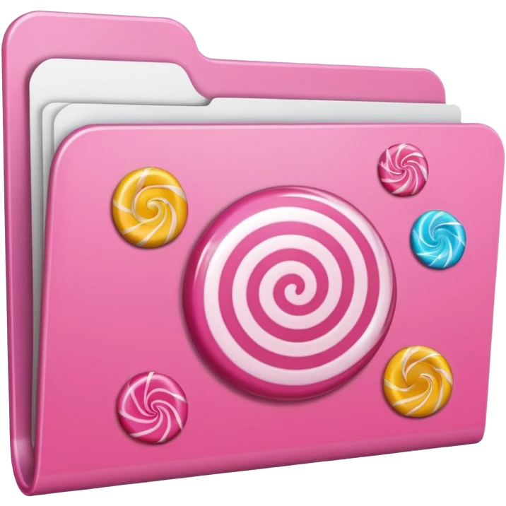 file folder with pink candy picture on front  emoji