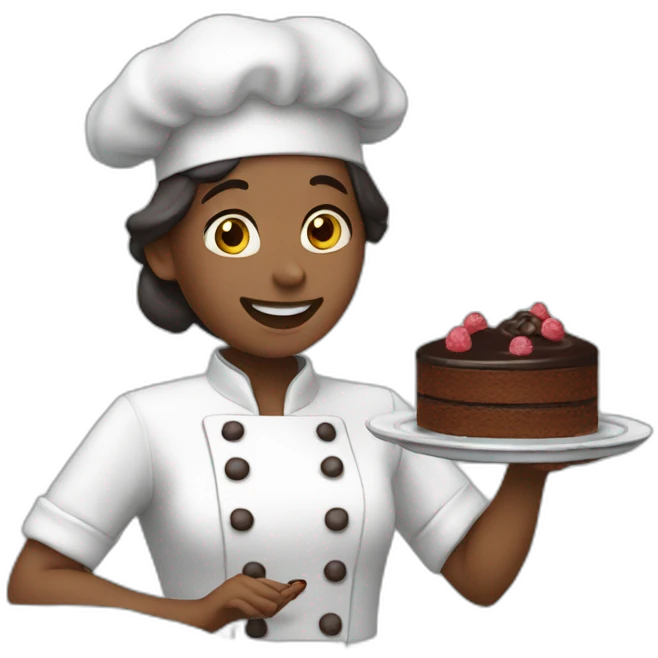 A pastry cook eating a chocolate cake emoji