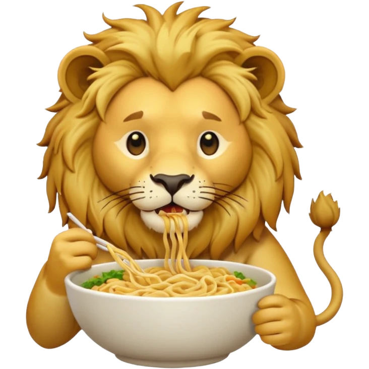 lion eating noodle emoji