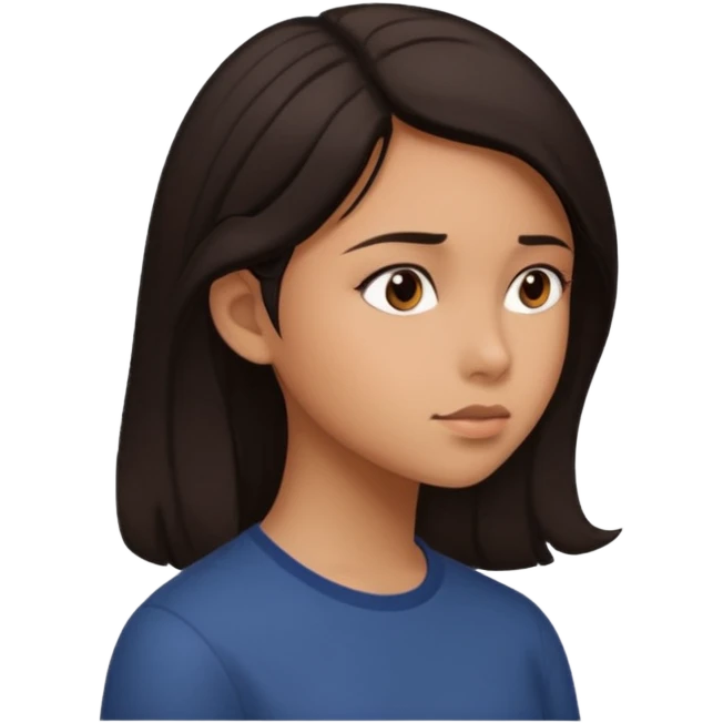 Girl Critical Thinking, side view. emoji
