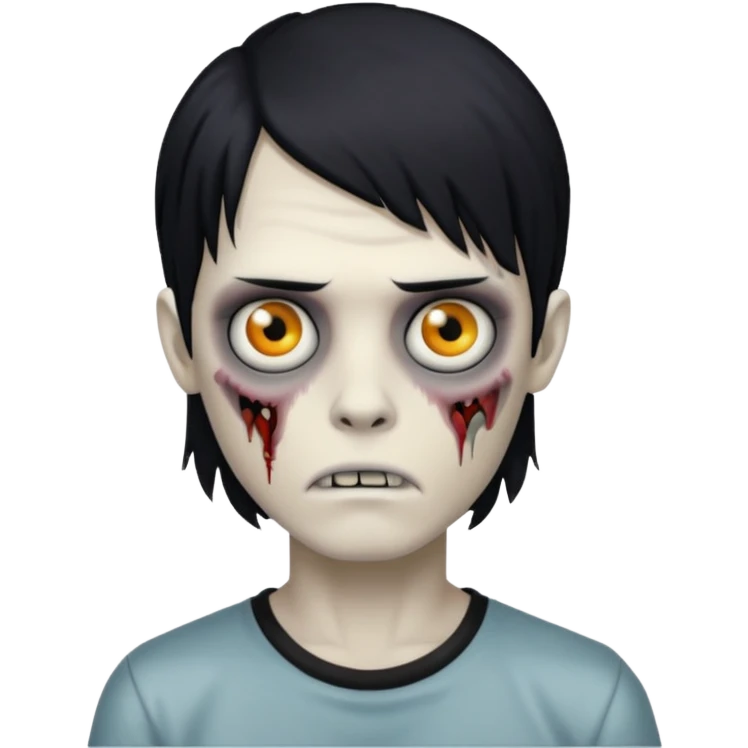 Make a zombie boy with black mullet emo hair  emoji