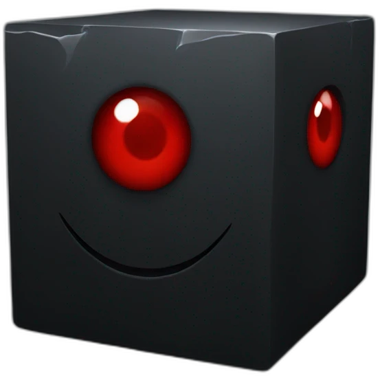 Black cube with red eyes emoji
