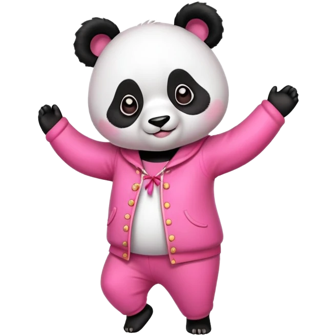 Panda dancing wearing pink emoji