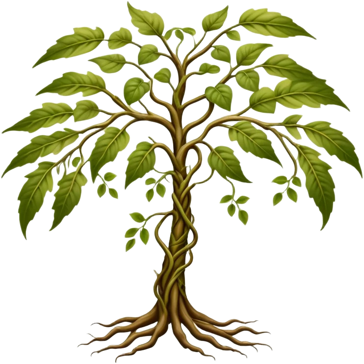 A slender root creature with skin patterned like dappled sunlight through leaves, possessing elongated arms that split into multiple vine-like appendages capable of rapid growth and contraction.

 emoji