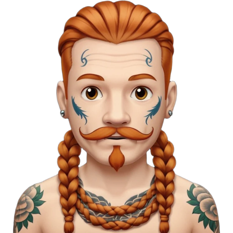 white color mstache dark ginger braids man very white mustache old very tattoed with the whitest mustache ever emoji