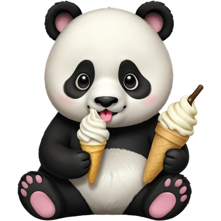 Panda eating ice cream emoji