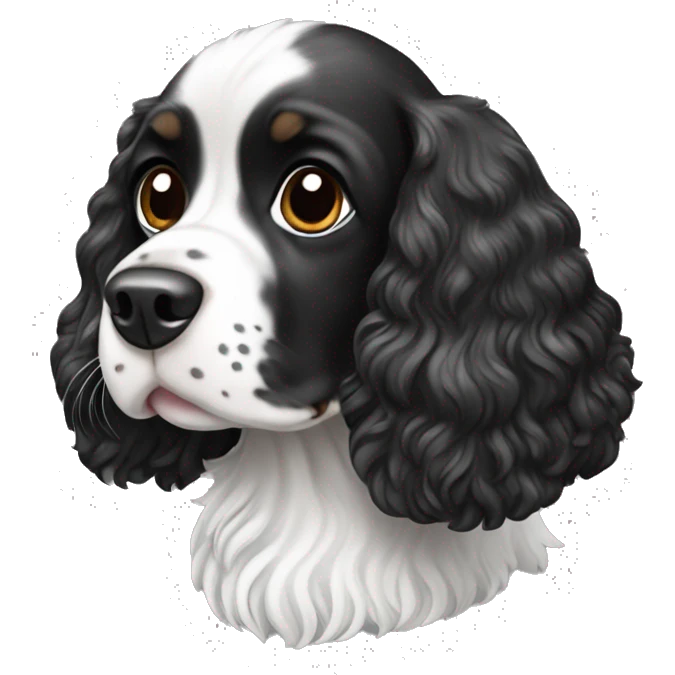Black and white Cockspaniel dog ￼ emoji