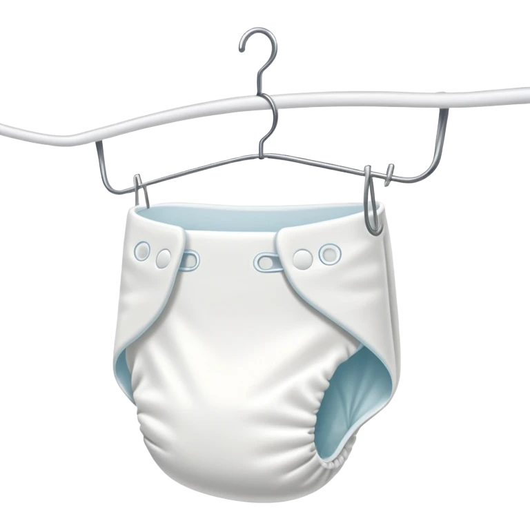 a single white regular diaper hanged on a wired hanger emoji