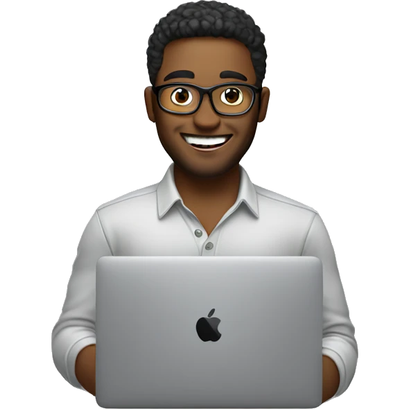 happy Graphic designer whit a MacBook  emoji