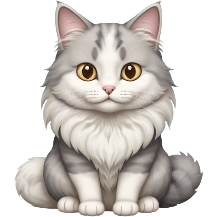 a grey and white cat sitting regally emoji
