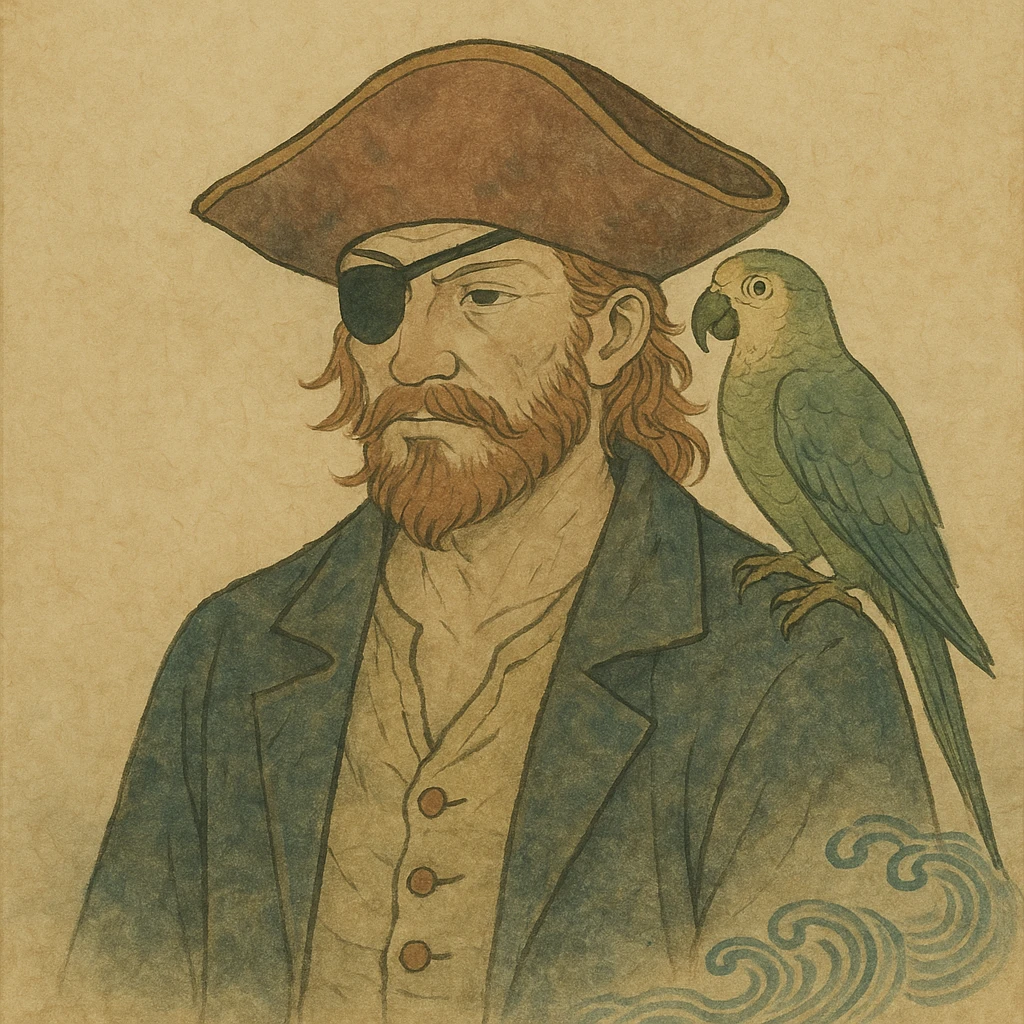pirate with eye patch and parrot emoji