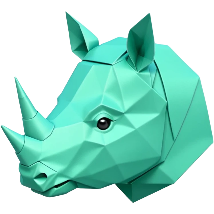 origami rhino head in color green mint rgb(168, 251, 211) emoji
