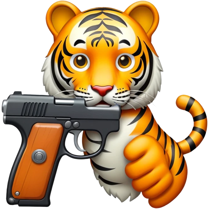 tiger face with toy pistol for action game Twitch emote emoji