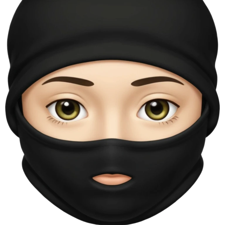 Un joven con un pasamontañas negro que solo le deje ver los ojos y cejas emoji