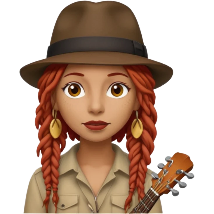 female red haired Musician with dreadlocks and fedora emoji