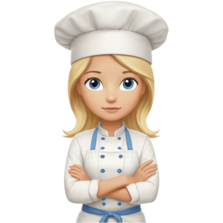 Sexy Full body  pretty
Long Blonde hair blue eyed female chef arms folded wearing tank top and denim shorts and chef hat arms folded emoji