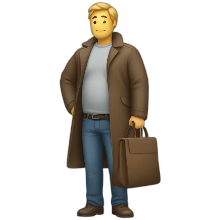 un hombre con la barriga hacia afuera emoji