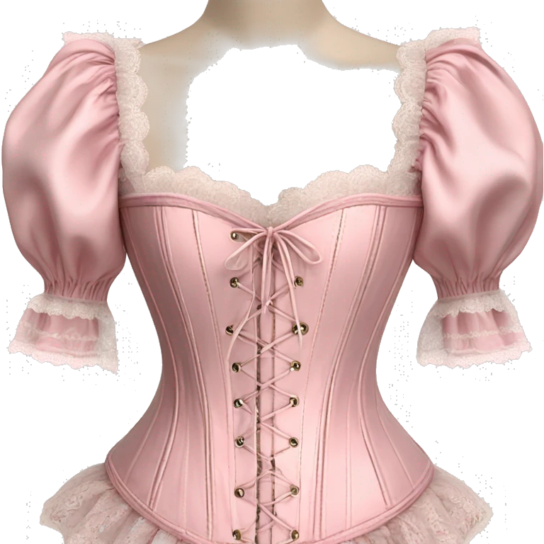 vintage rococo light pink corset with lace and frills and sleeves  emoji