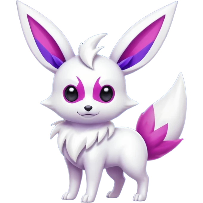 Shiny White with Violet and Indigo and pink markings Eevee-Zangoose-Pokémon-Digimon-Fakémon-fusion-hybrid-creature emoji