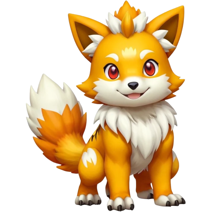 Cute Shiny Agumon-Arcanine-Renamon-Fakémon-hybrid-creature (full body)  emoji