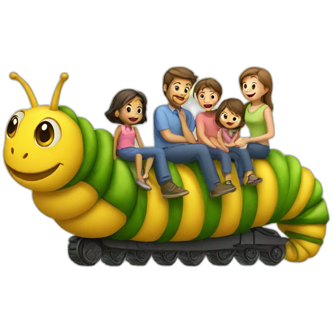 Family on a caterpillar emoji