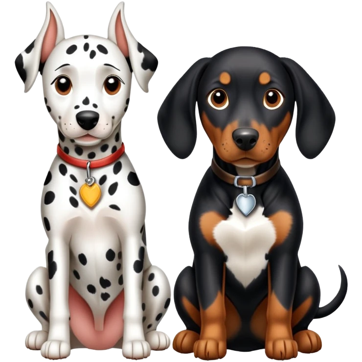 2 adults dogs : 1 Dalmatian + 1 dobermann emoji