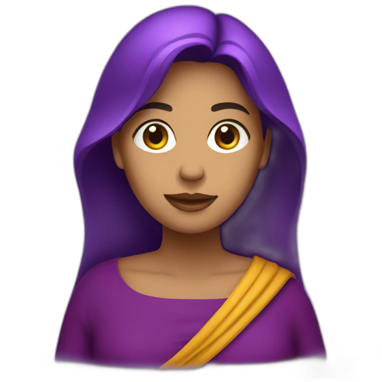 Emoji mujer con ruana color morado emoji