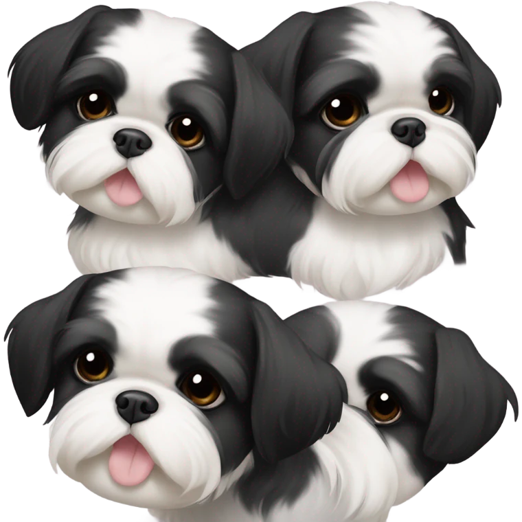Two Shitz Tzu big faces more black with white Puppies emoji