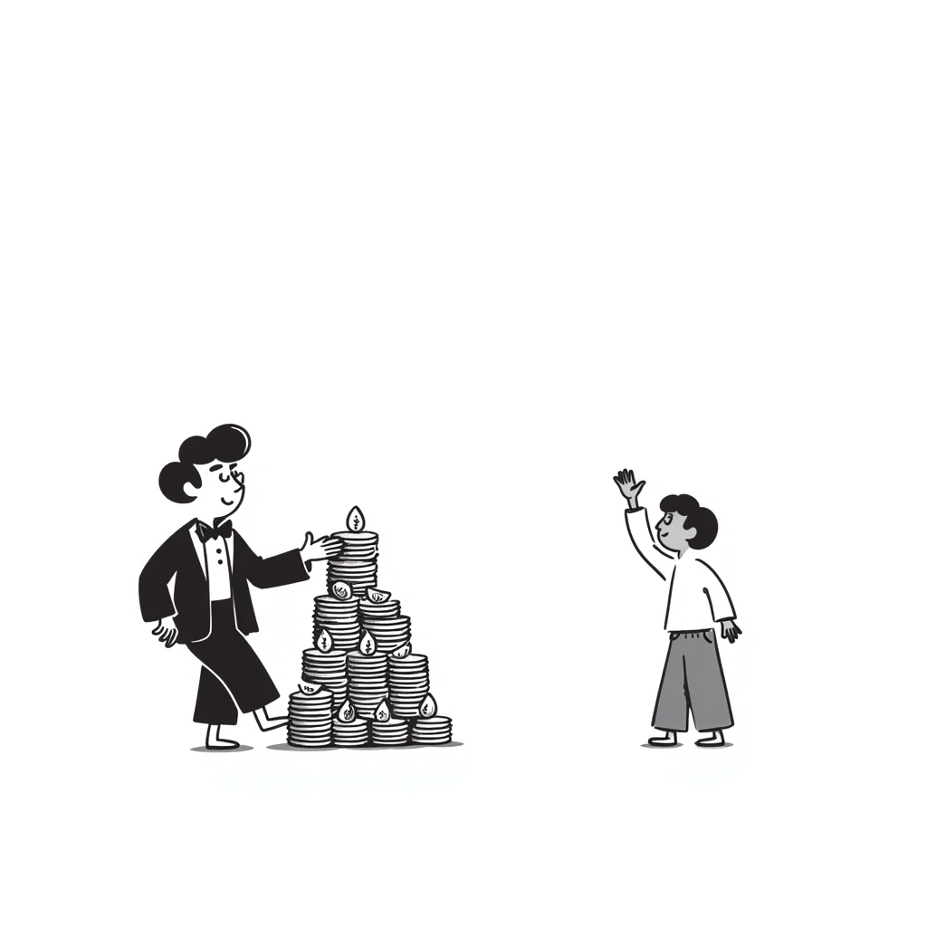 A rich person on the left and a poor person on the right, depicting inequality emoji