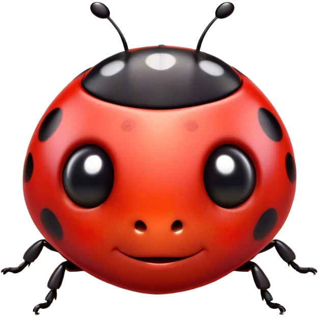 Cinematic Cute Ladybug Portrait Emoji, Head tilted playfully and inquisitively, featuring a diminutive, adorable form with a glossy red shell dotted with playful black spots and round, sparkling eyes full of gentle mischief, Simplified yet irresistibly adorable features, highly detailed, glowing with a warm, inviting glow, high shine, affectionate and lively, stylized with a touch of whimsical garden charm, soft glowing outline, capturing the essence of a mischievous ladybug that seems as if it could flutter out of the screen into your arms! emoji