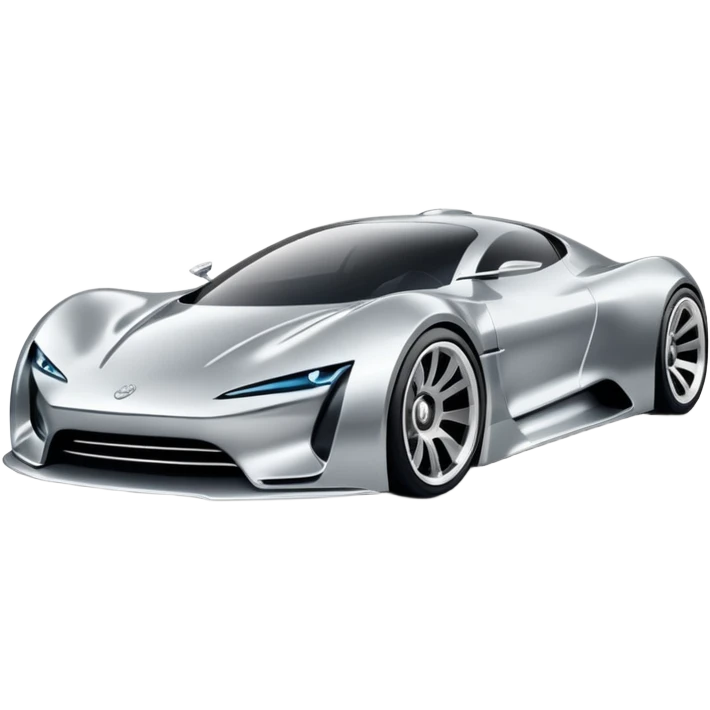 A low-profile futuristic car emoji made of polished silver chrome, wide body stance, smooth aerodynamic shape, glossy metallic surface, soft reflections, luxury swag aesthetic, minimal details, iOS emoji style, centered on clean white background, studio lighting emoji