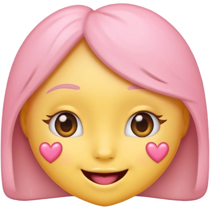 cute emoji, heart eyes, playful grin, pastel pink and yellow, no background emoji