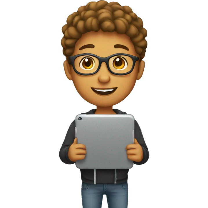 student with ipad emoji