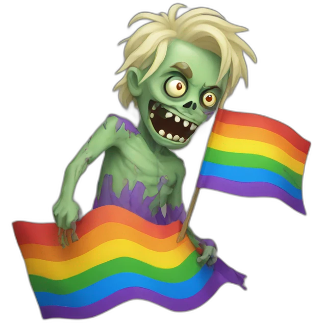 pride flag waving zombie emoji