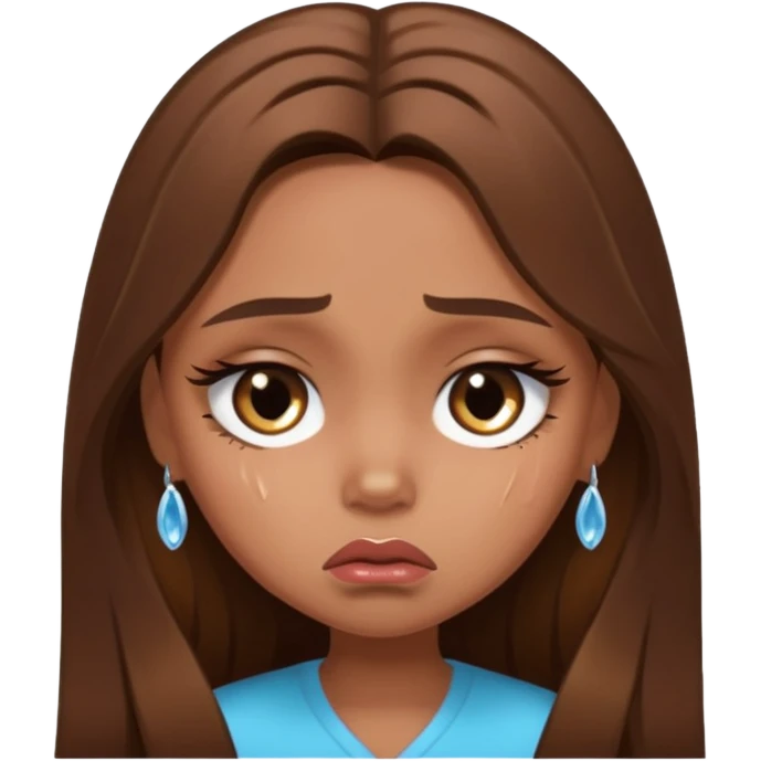 sad pretty brown bratz baddie, long brown hair emoji
