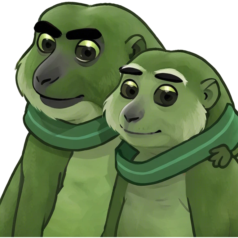 Male and female gibbon snuggling emoji