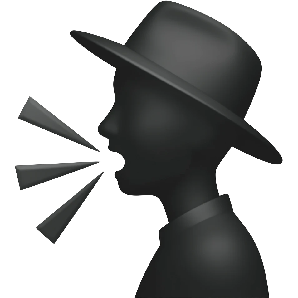 haz la silueta de una persona de lado (tipo sombra) que le salga lineas  de la boca como si estuviera hablando emoji