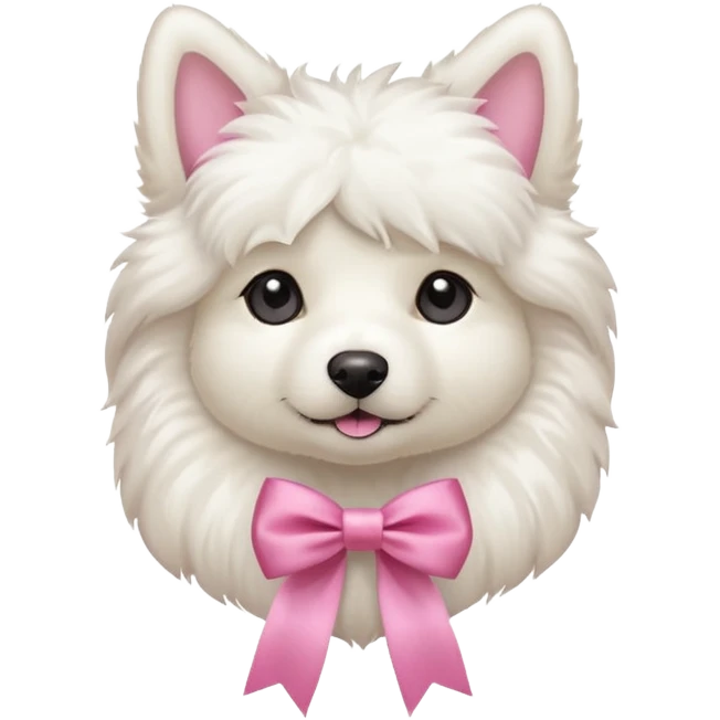 white dog with pink ribbon emoji