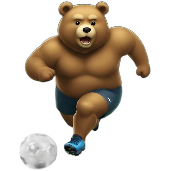 fat bear as soccer palyer running emoji