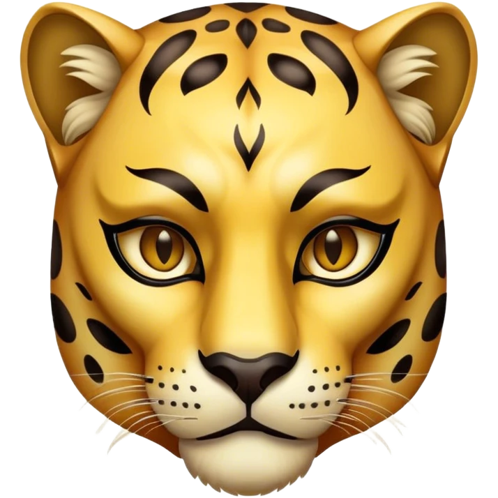portrait of a Man with half-face golden panther mask emoji