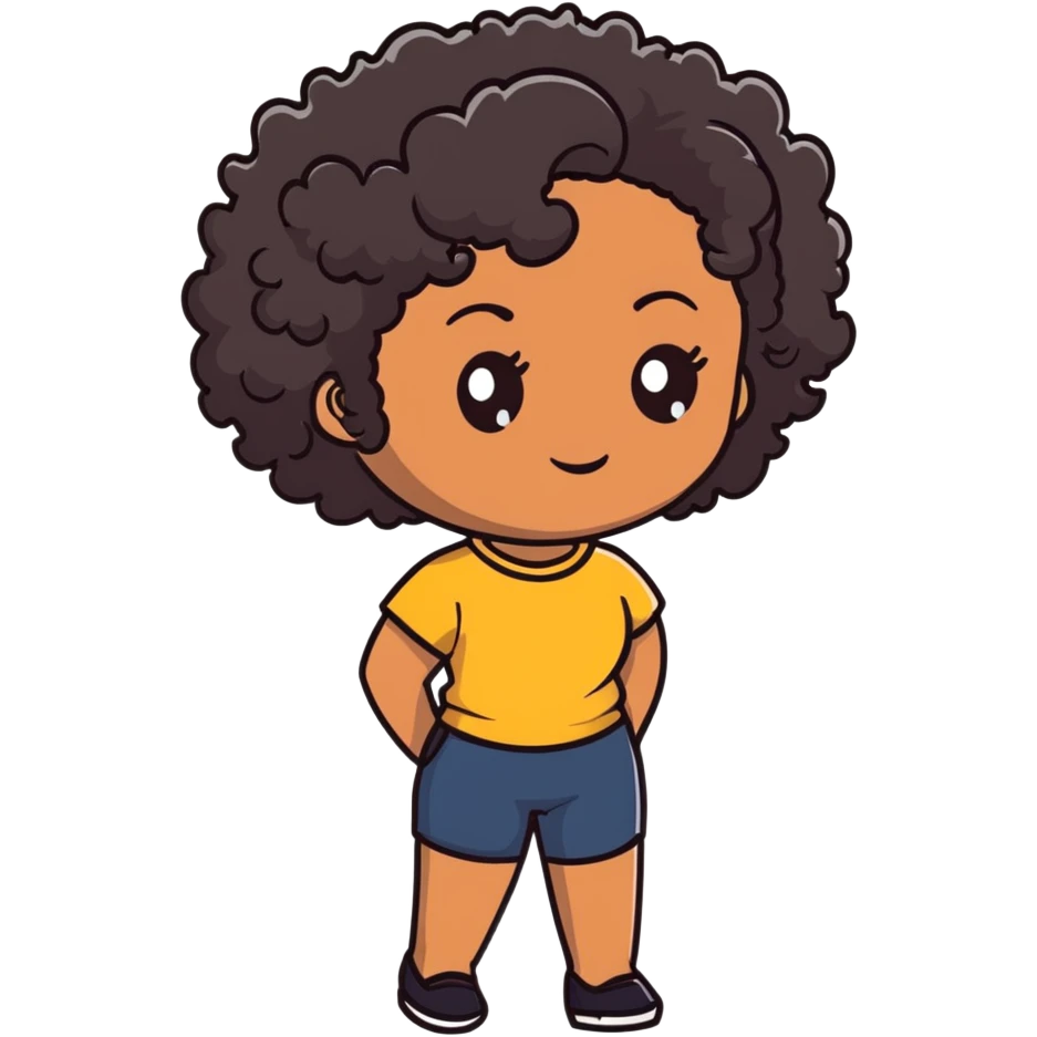 Woman with brown skin, short dark black curly hair emoji