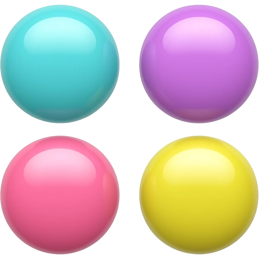 6 bonbons jelly beans ronds au sol, multicolore pastel clair, turquoise mauve rose jaune emoji
